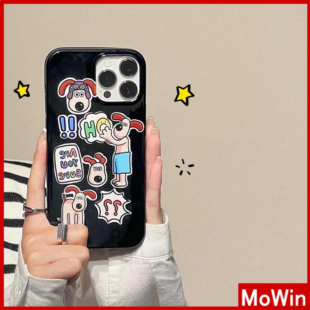 iPhone Case Silicone Soft Case Black Glossy Candy Case Shockproof Protection Camera Cartoon Cute Dog Compatible For iPhone 11 Pro Max 13 Pro Max 12 Pro Max 7Plus xr XS Max