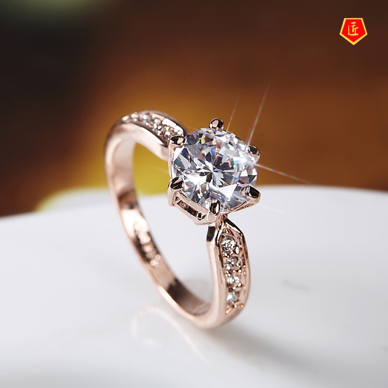 [Ready Stock]Women's Diamond Crystal Ring High-End Simple Fashion