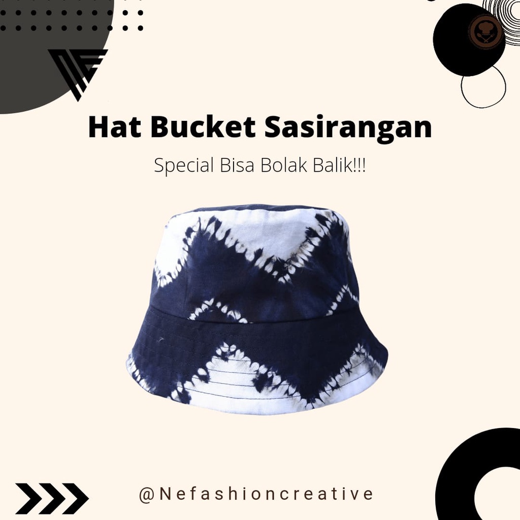 Nefa Etnic Sasirangan Hitam Putih Bucket Hat