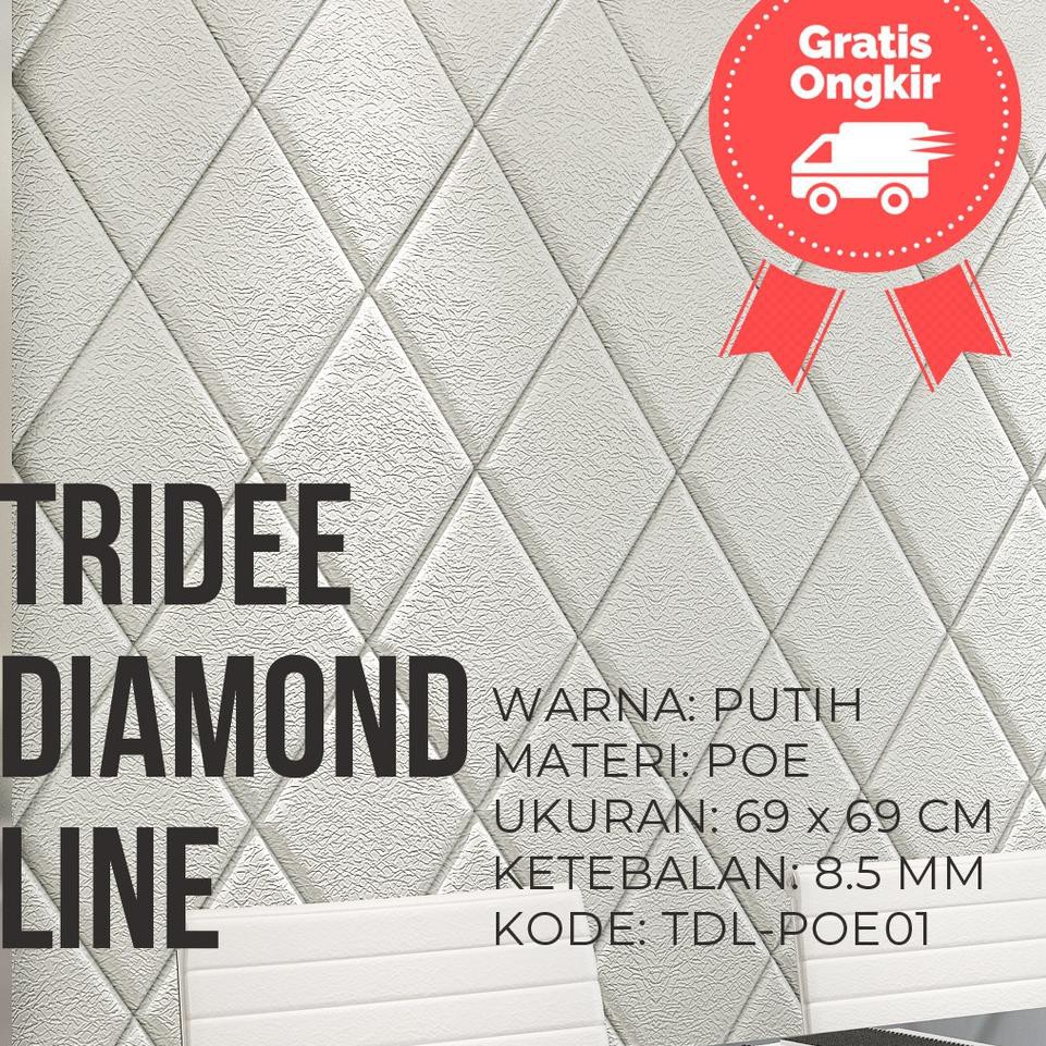 ◊ Wallpaper Foam 3D Motif Ketupat Putih |TRIDEE DIAMOND LINE ♦