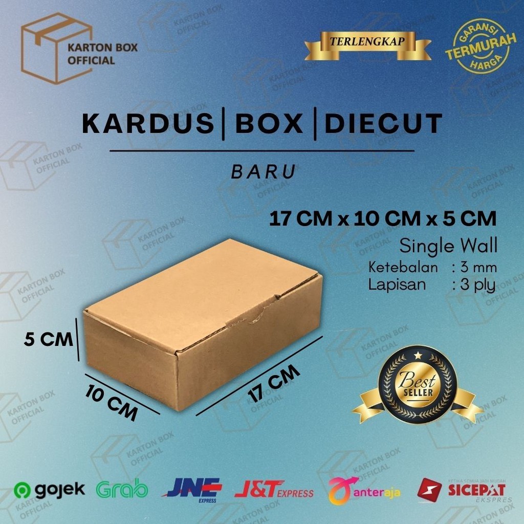 

Kardus Box Die Cut 17x10x5 CM Dus Packing Hampers Polos