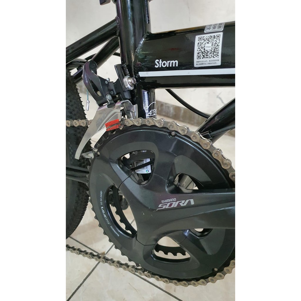 Sepeda Lipat FNHON Storm Hitam Putih  Discbrake Disc brake DB 2 X 9 speed Crank Sora 50 34 Sproket