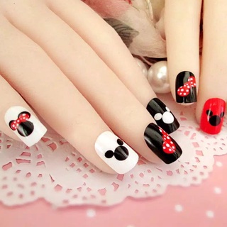 Mickey 24 Pcs Fake Nail Manicure Sticker Kuku Palsu Tipis KU031