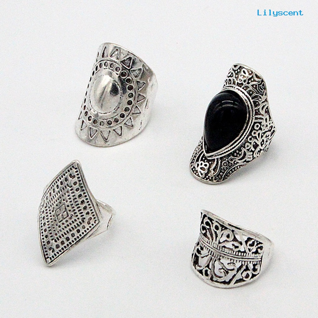 Lc 4Pcs / Set Cincin Fidget Gaya Bohemia Ringan Tahan Lama Untuk Unisex / Pria / Wanita / Pesta