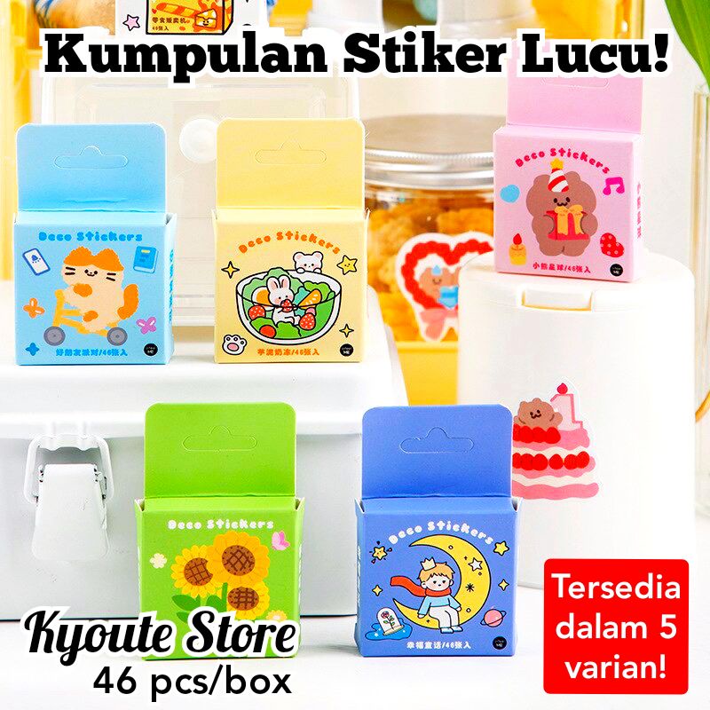 

46 pcs Sticker Lucu Dekorasi Hewan Makanan Kartun Animal Food Alice Scrapbook DIY Journal Art Bujo Seal Letter
