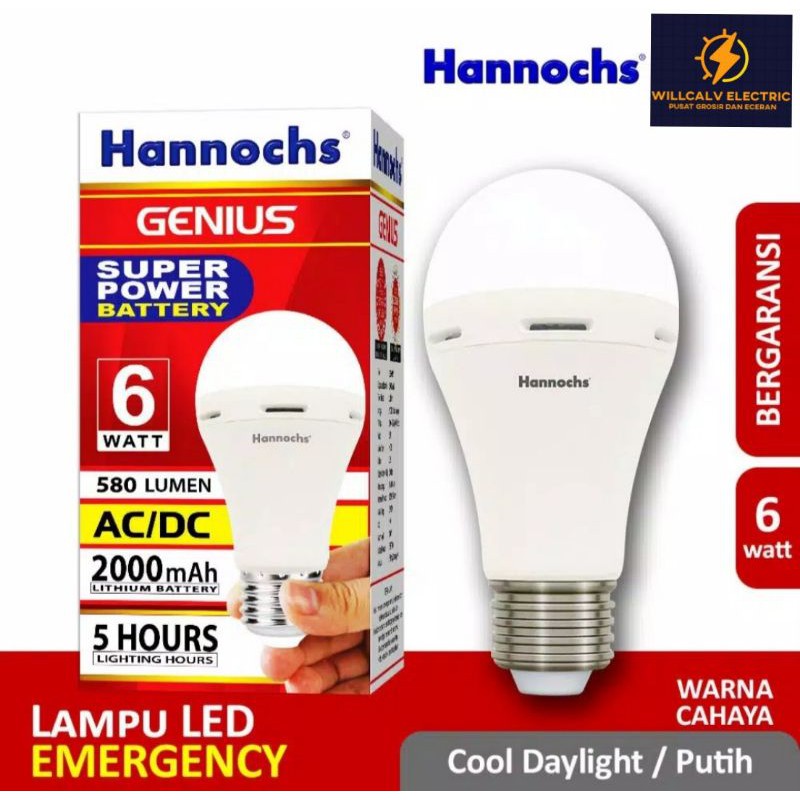 L AMPU EMERGENCY LED HANNOCHS GENIUS 6W 6WATT 6 W 6 WATT / LAMPU LED HANNOCHS GENIUS 6W 6WATT 6 WAT