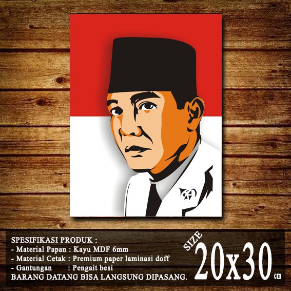 Hiasan Dinding Poster Kayu Dekorasi Rumah Kamar IR.SOEKARNO 01