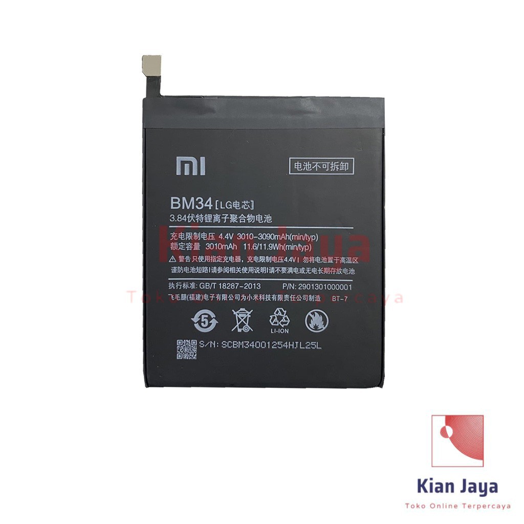 Baterai Xiaomi Mi Note Pro BM34 Original OEM Batre Batrai Battery Xiao Mi BM 34 Ori