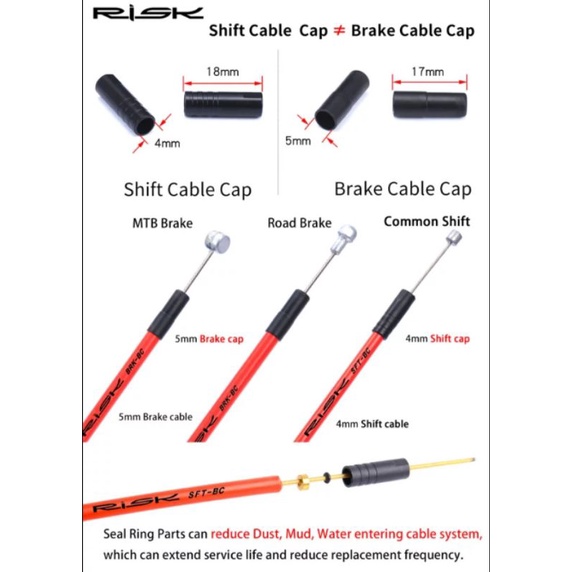 End Cup + Seal Ring Kabel Shifter Sepeda End Cup Housing Cable Stopper Shifter