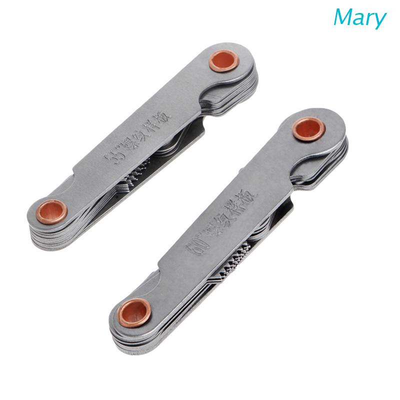 Mary 2pcs / Set Alat Ukur Drat / Baut Metrik 60 + 55 Derajat Bahan Stainless Steel Untuk Peralatan Tukang