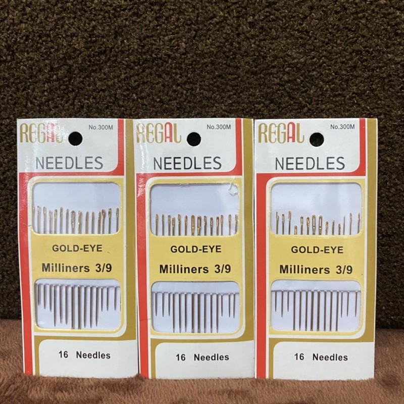 Jarum Jahit Merk Regal / Regal Needles Gold eye Miliners 1/5 isi 12 needles dan 3/9 isi 16 needles