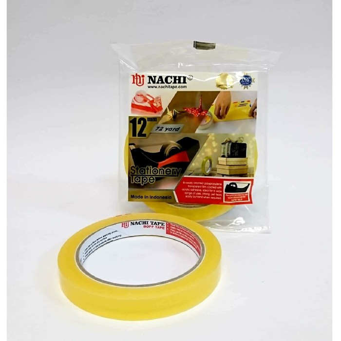 Isolasi Selotip Stationery Tape Nachi Kuning 12 mm / 1/2 Inch x 72 Yard / 12mm / 1/2x72