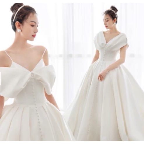 SATIN WEDDINGDRESS VINTAGE AUDREY WOMEN WEDDINGDRESS BRIDAL GOWN WEDDING DRESS