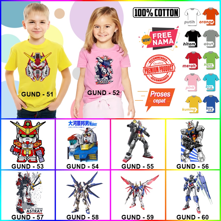 Baju Kaos ANAK DAN DEWASA GUNDAM COUPLE (FREE NAMA)