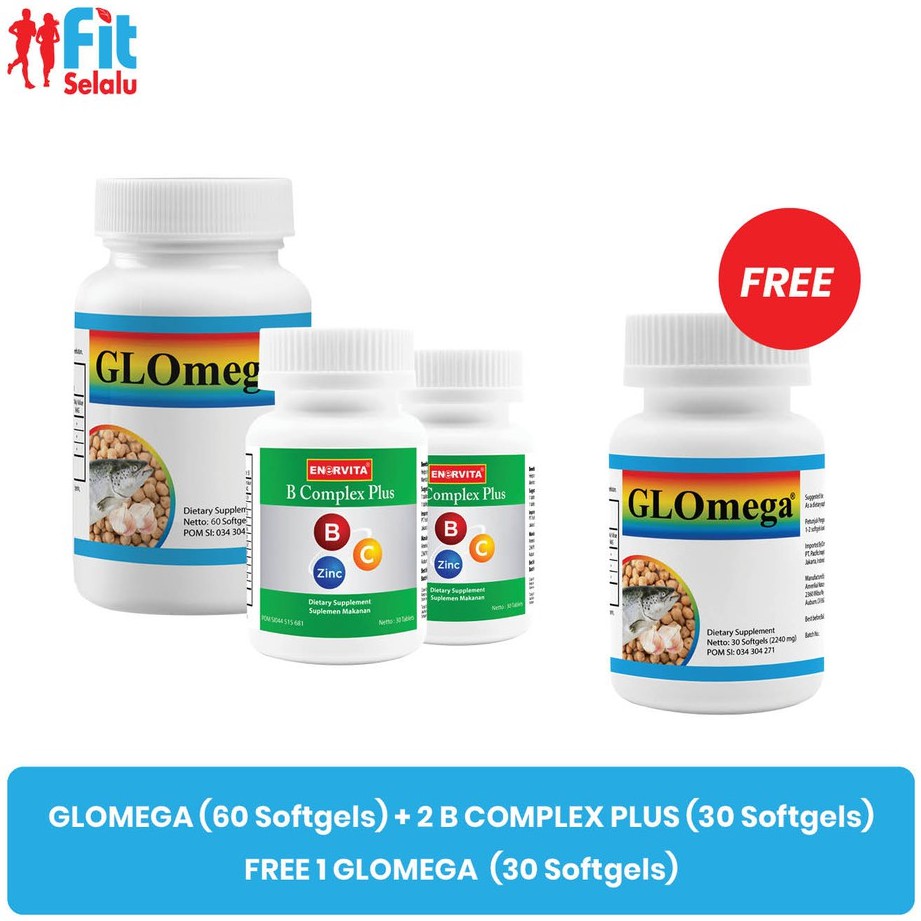 GLOmega 60 softgel + ( 2 Pack Enervita B Complex 30 Tablet )