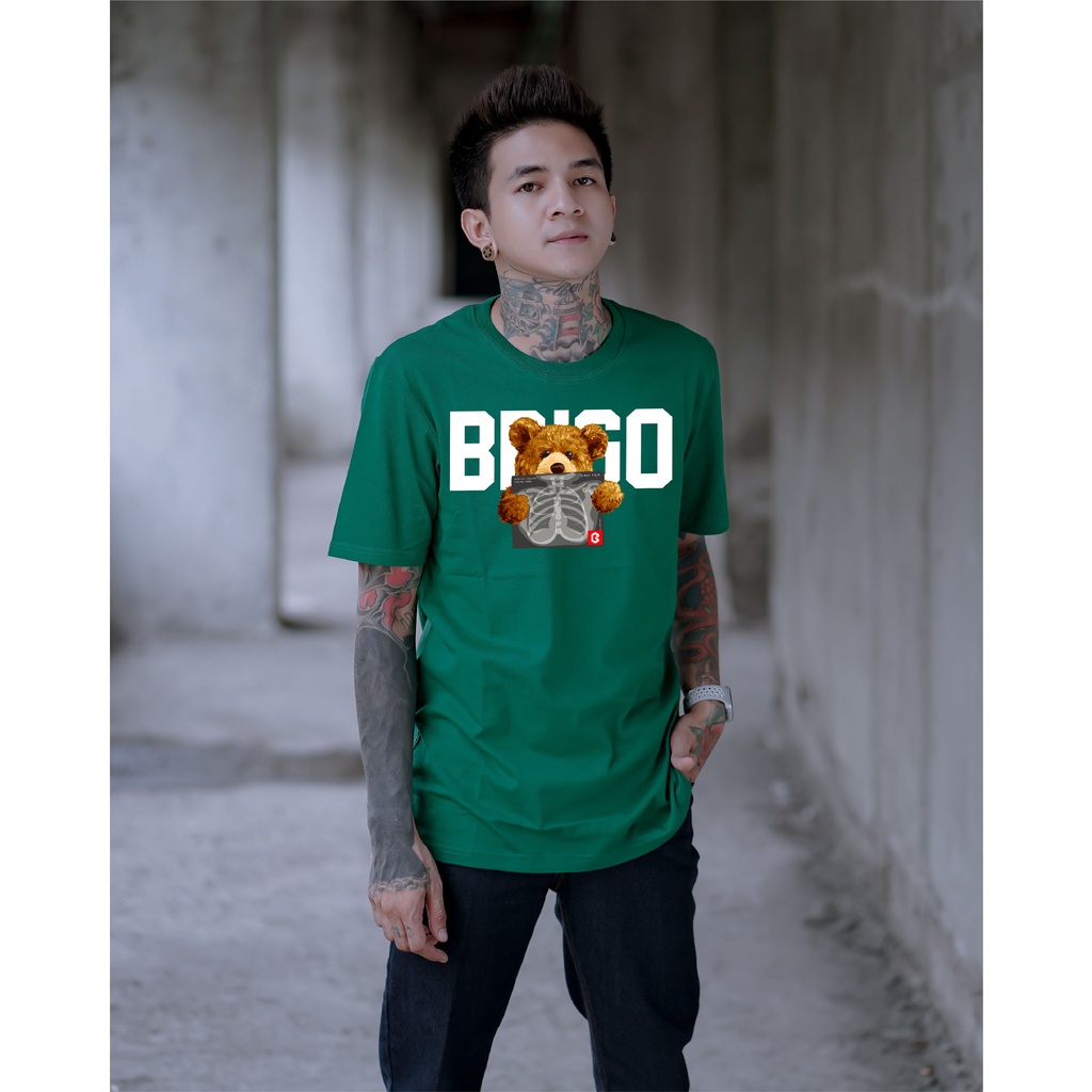 BRIGO Kaos Lengan Pendek Bear Rontgen II Kaos Distro BRIGO Beruang Rontgen II Kaos Katun Combed M-XL ( Pria &amp; Wanita )