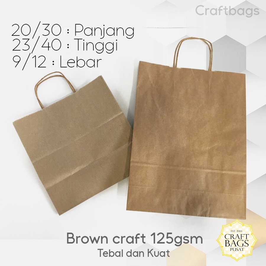 

Paper bag coklat besar 40x12x30 CM / Paper bag polos tali kertas souvenir wedding packing olshop online shop / Papper bag kertas Kado / Paperbag warna coklat polos