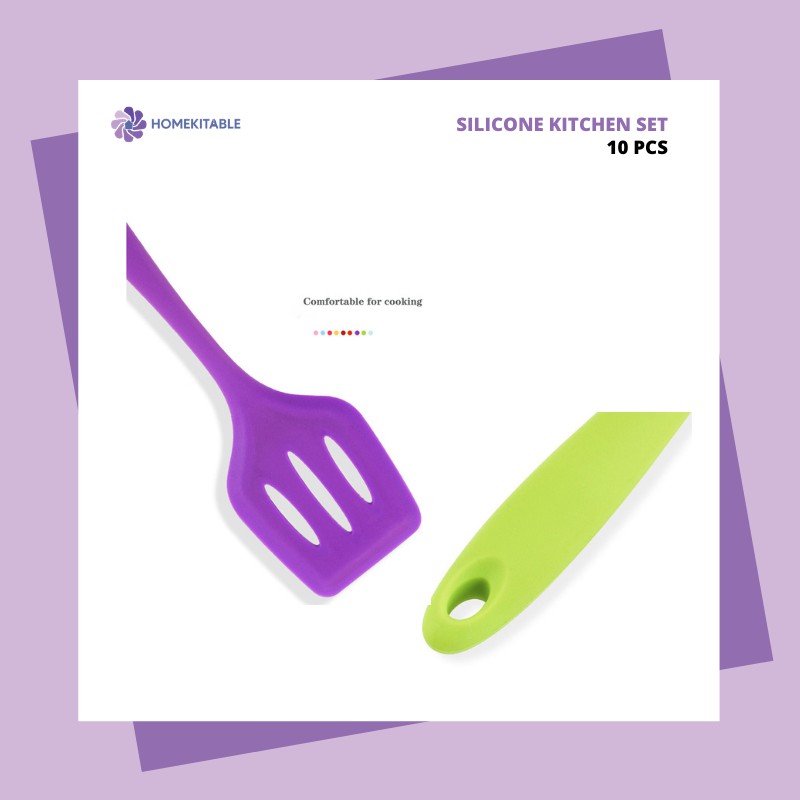 Homekitable Spatula Sutil 10 Pcs Silicone Stainless-4