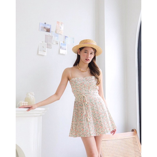 DRESS WANITA KOREA STYLE KONDANGAN MINI PLISKET PLEATS FURING KOREAN PREMIUM IMPORT BANGKOK NIKI DRE