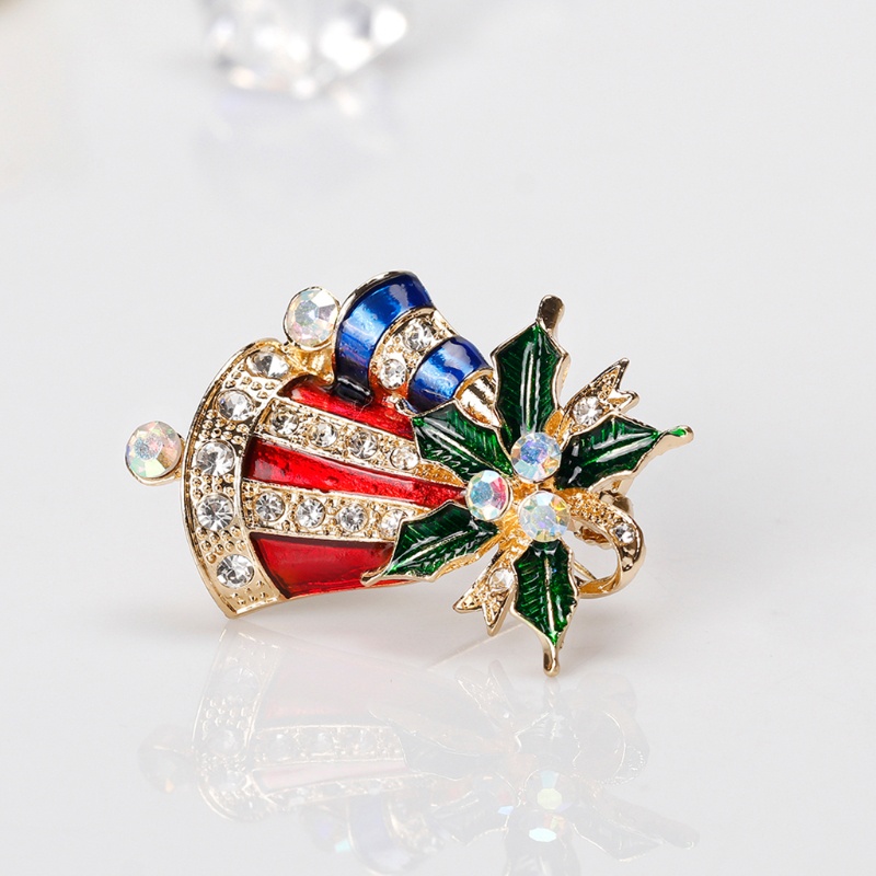 Siy Bros Pin Bentuk Lonceng Natal Aksen Berlian Imitasi Untuk Wanita Charms