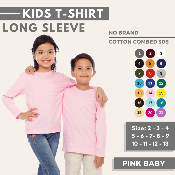 Kaos Polos Anak Lengan Panjang - Kaos Anak Panjang - Kaos Panjang Anak Perempuan - Kaos Panjang Anak
