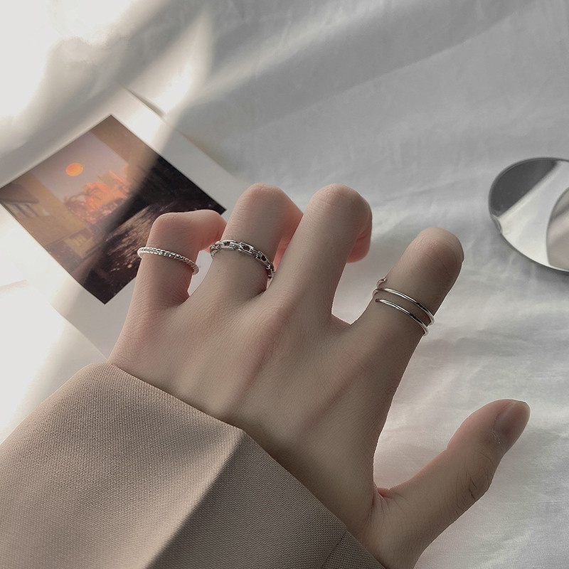 We Flower 3PCs Chic Twsited Stackable Knuckle Ring Set for Women Girls Korean Fashion Finger Jewelry