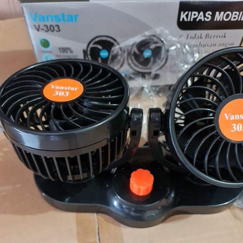 Kipas Angin Mobil 303 Double-Headed Fan Kipas Ganda - 12V