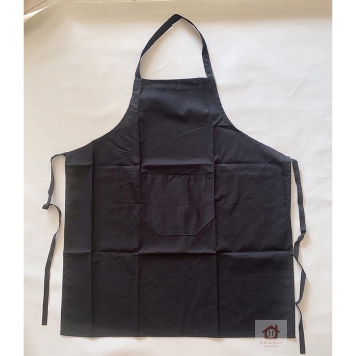 Apron Kain Full Body /  Celemek Masak warna hitam