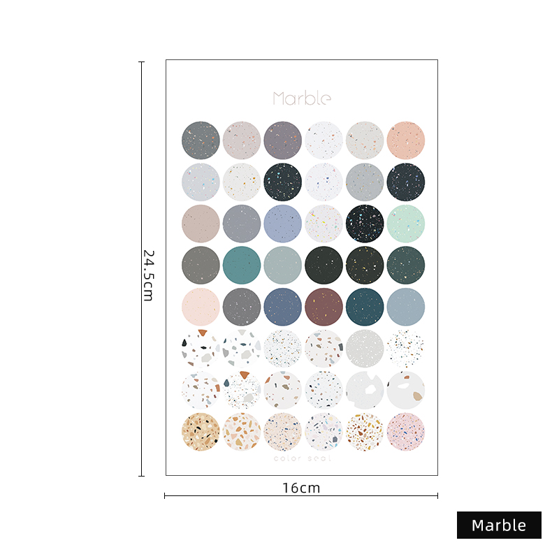 Multifunctional basic mark material sticker decoration DIY Morandi scrapbooking bullet journal postmark dot sticker-Marble