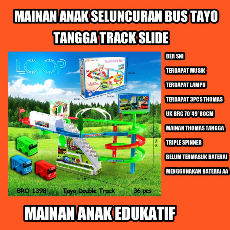 Bus Tayo Mainan Anak Laki Laki /Perempuan 3 Tahun  Edukasi / Edukatif Perosotan Tangga Slide Bus Tay