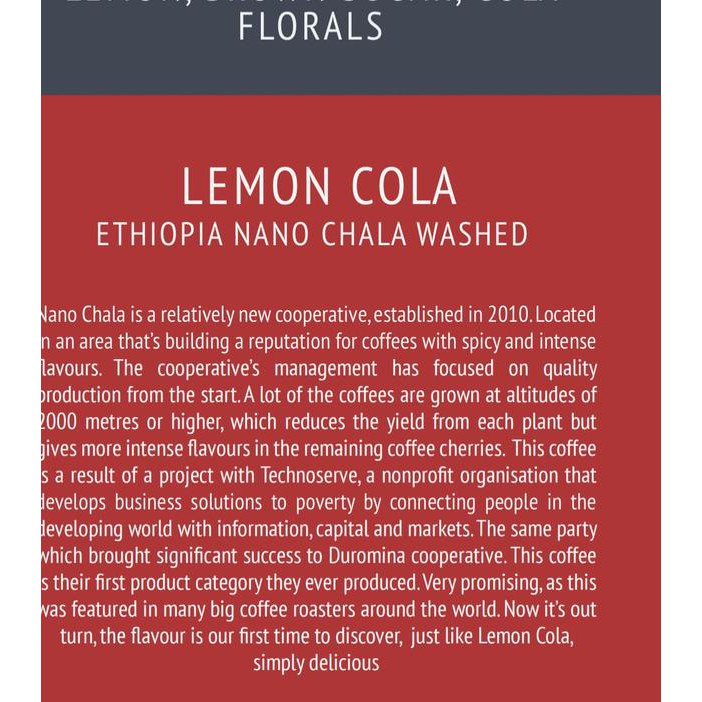 

✪nff⋆ cbg-008 LEMON COLA (Ethiopia Nano Chala Washed) ♗