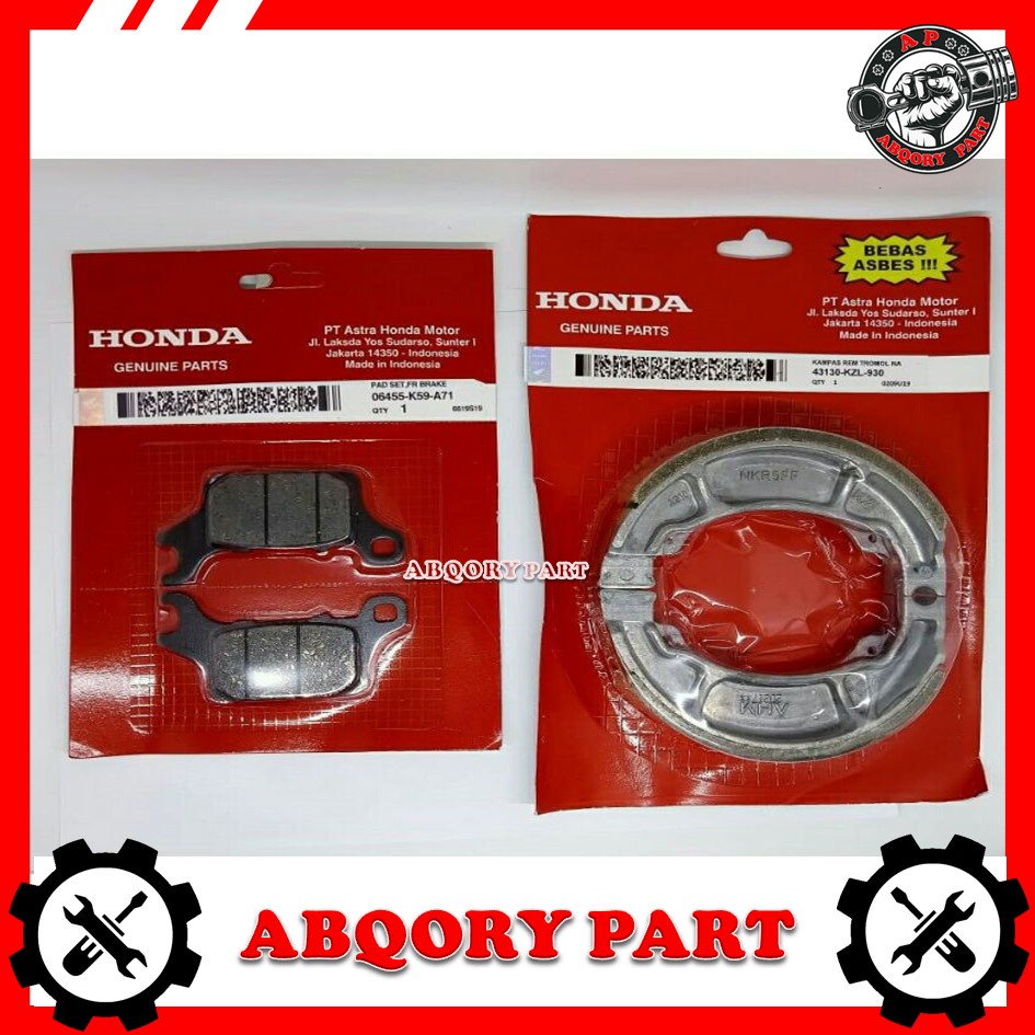 Abqory part___Paket Kampas Rem Depan Belakang Genio Vario 150  Led (K59+KZL)