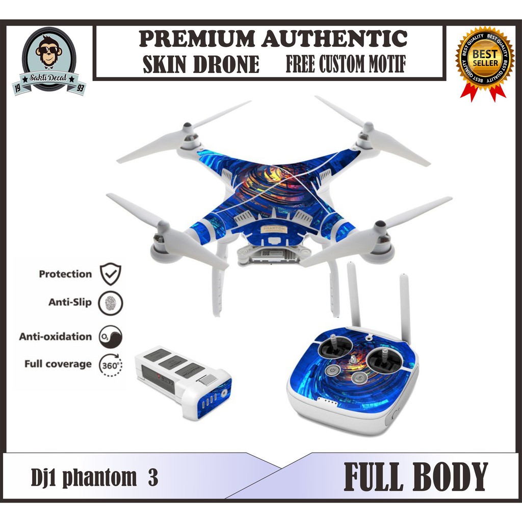 GARSKIN DRONE DJI PHANTOM 3 FULL BODY  DAN REMOTE FREE CUSTOM//STIKER