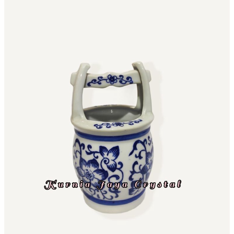 Tempat Sendok keramik biru Putih model A/ Pajangan Tempat Sendok Biru Putih