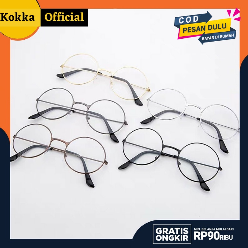 KOKKA OFFICIAL - Kacamata Bulat Fashion Korea Untuk Pria Dan Wanita Import Murah - FK3002