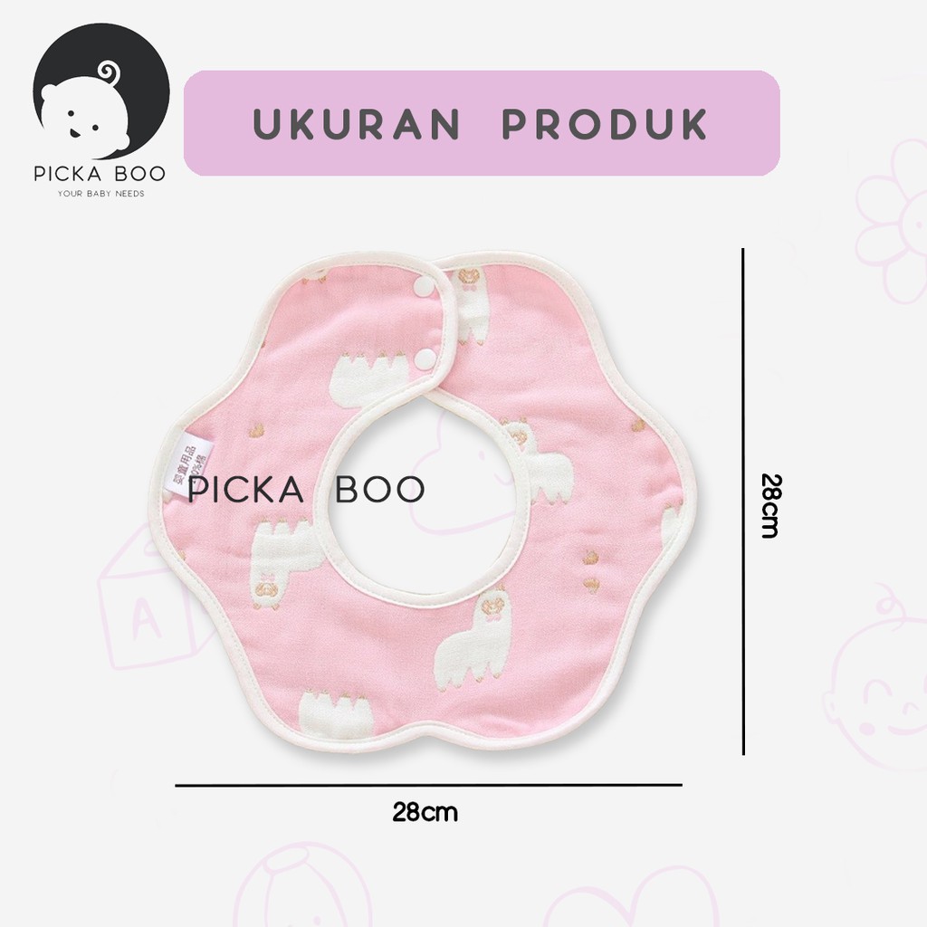 PICKA BOO Celemek Makan Bayi Kain Bentuk Bulat