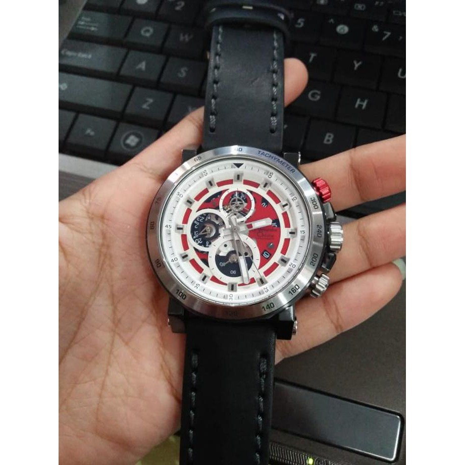 Super Sale ALEXANDRE CHRISTIE AC 6429 PRIA SILVER RED LEATHER BLACK ORIGNAL Ready Stock