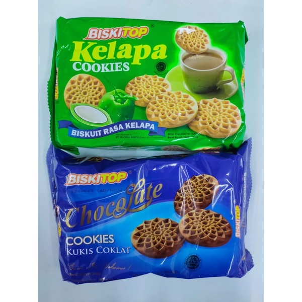 

Biskitop cookies rasa kelapa, coklat dan bawang