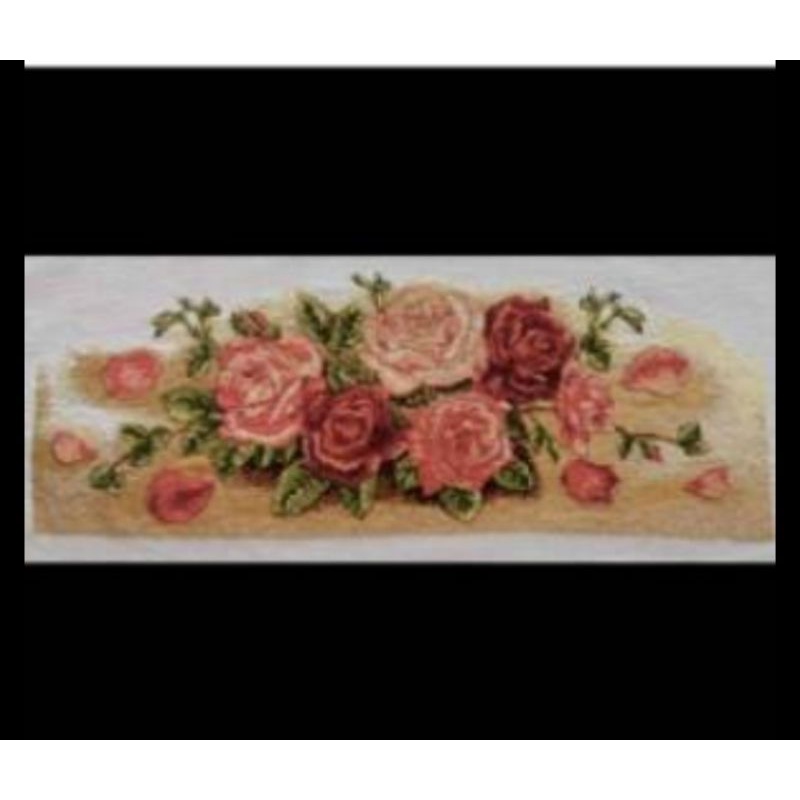 paket kristik bunga mawar pink roses pola kain sulaman cross stitch 14ct