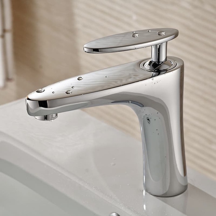 VNT Kran Wastafel Hot &amp; Cold Bras Chrome Basin Faucet Keran Pnas Dingin Minimalis