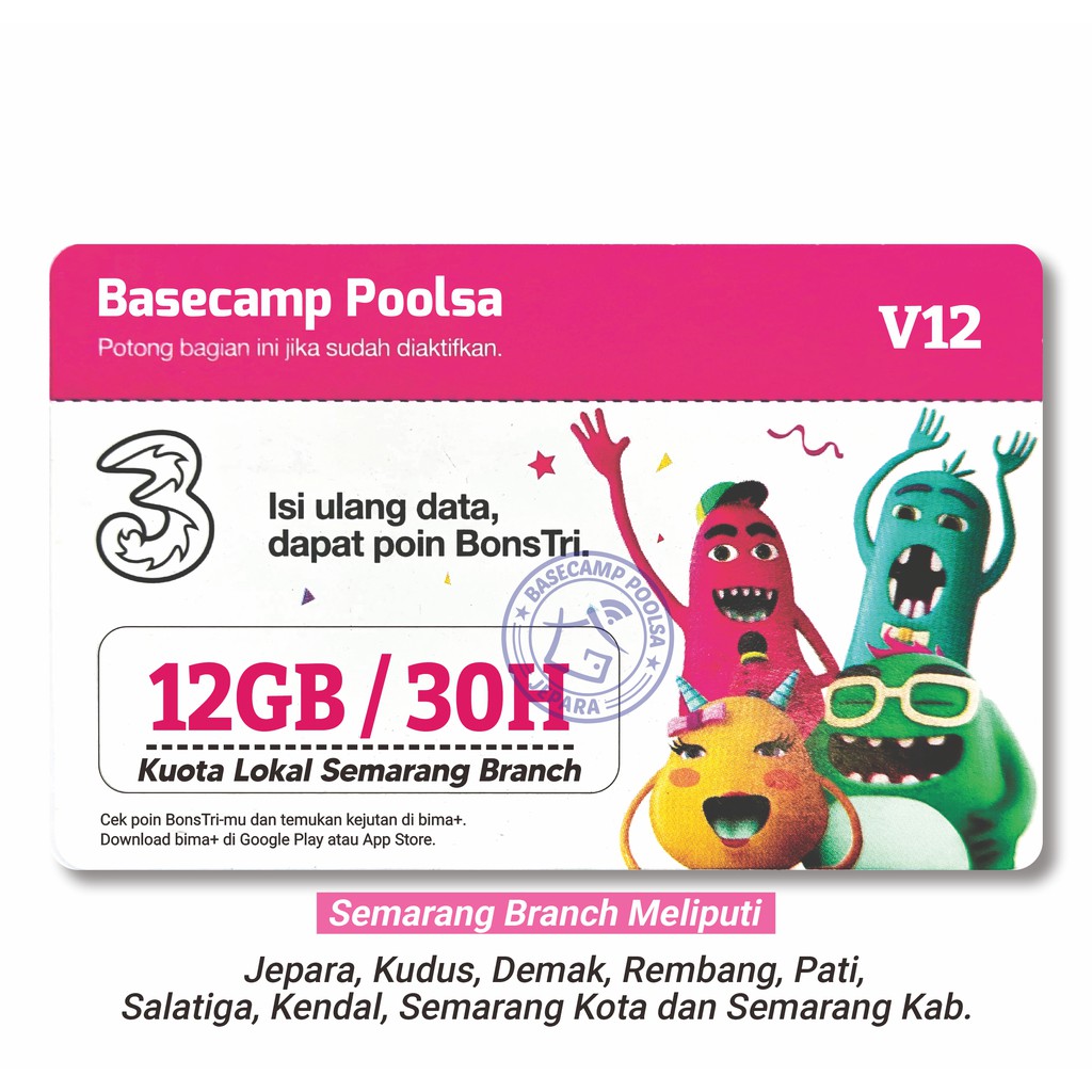 Voucher Tri Happy 12GB 30Hari Semarang Branch