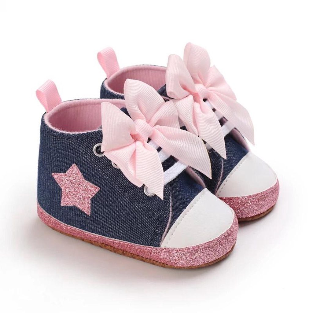 Sepatu Bayi Perempuan Import Premium Sepatu Baby Fashion Motif Bintang Sepatu Prewalker Anak Bayi Kualitas Premium Import Usia 0 - 18 Bulan