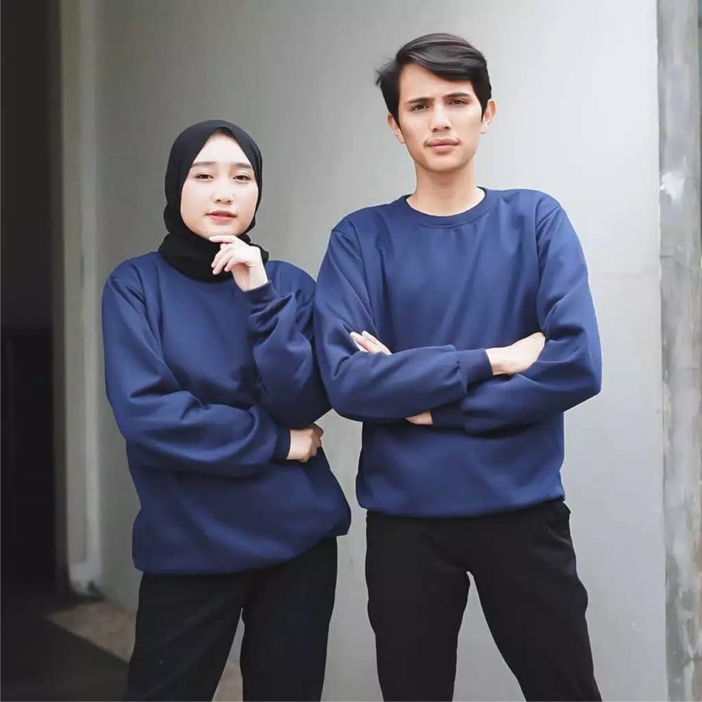 FenishaStore Sweater Basic Polos Unisex Pria Dan Wanita Lengan Panjang size M-L-XL-XXL- Bisa Bayar Ditempat COD