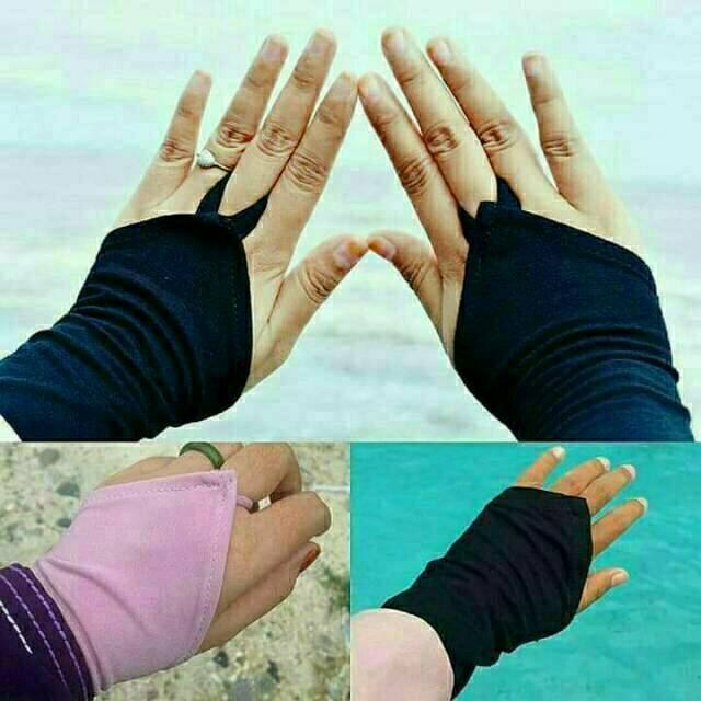 Handsock Fringles Cincin Polos Spandex Baloon/Handsok Fingerless Muslimah /Hansock Syar/Syar'i/Syari