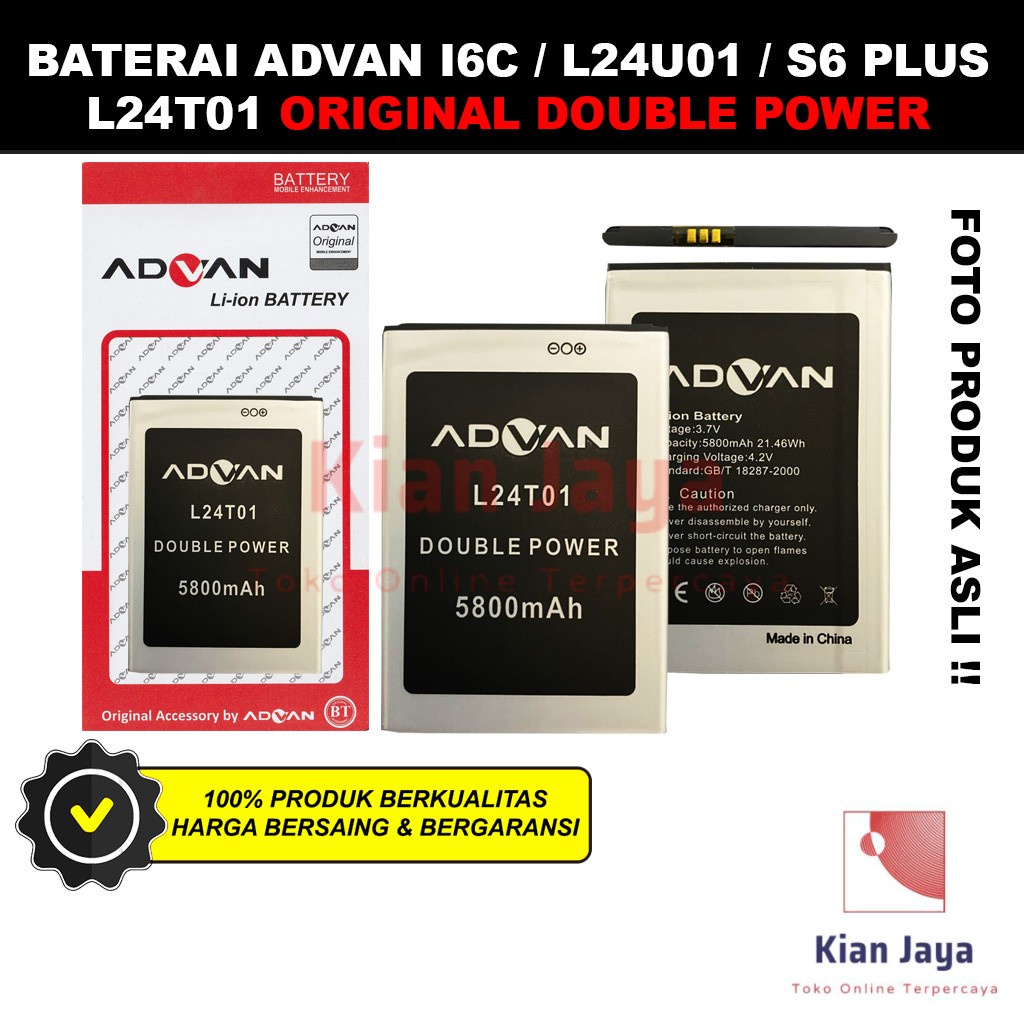 Baterai Advan i6c L24U01 S6 Plus L24T01 Original Double Power Batre Batrai Battery Hp S6+ Ori