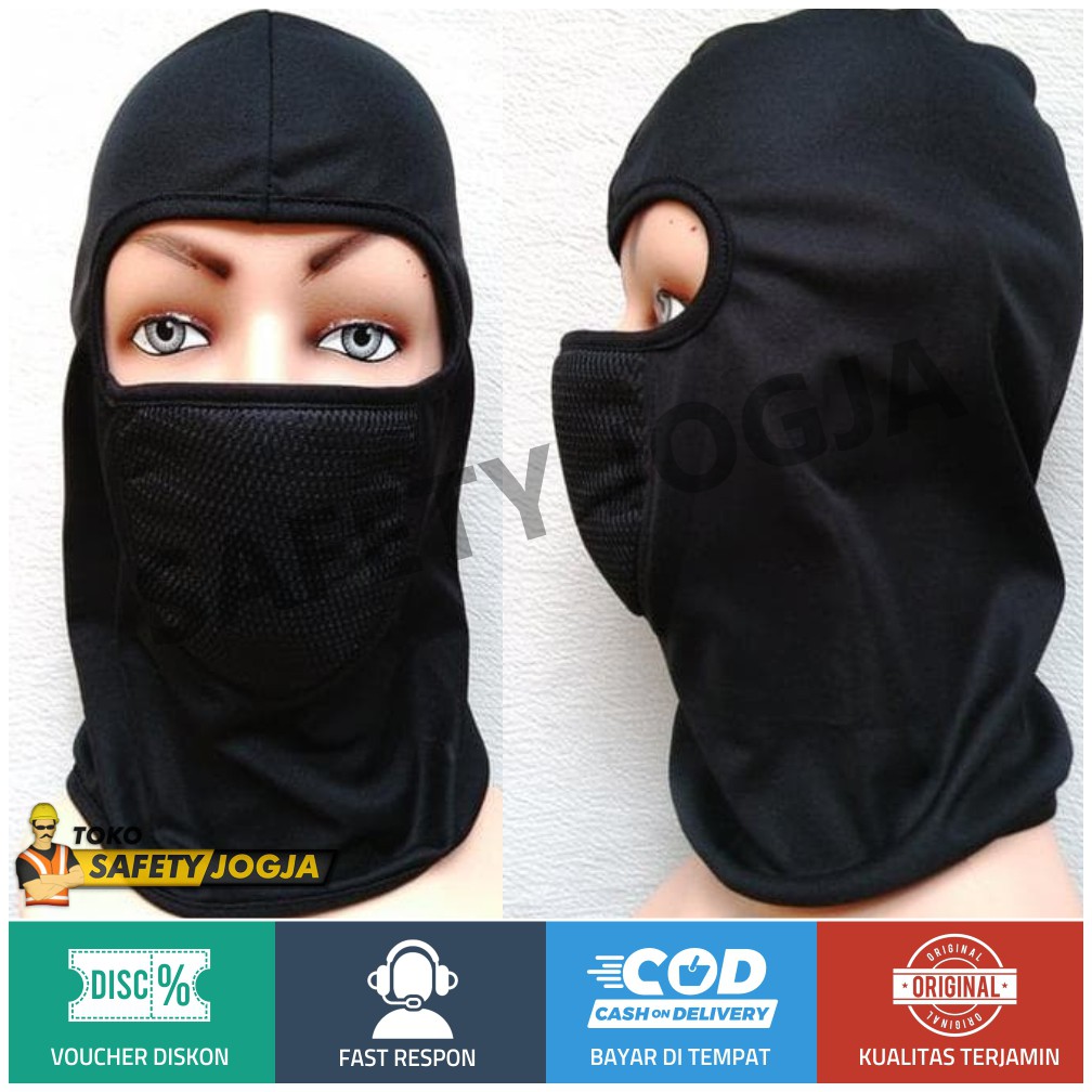 MASKER BALACLAVA BALAKLAVA SARUNG NINJA MOTOR KAIN HITAM KEPALA