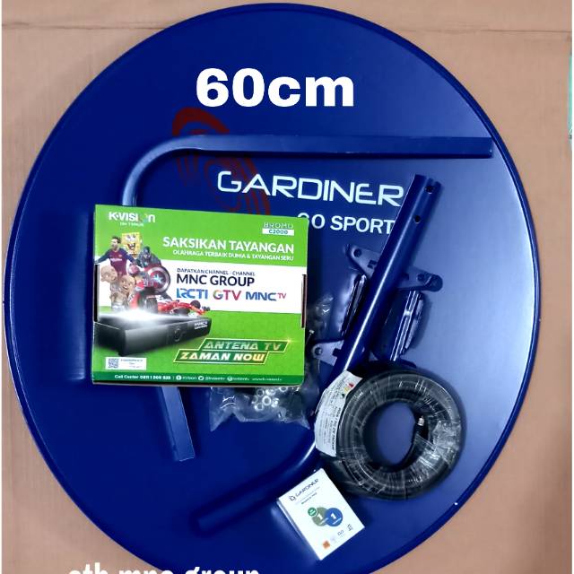 Antena parabola gardiner 60cm lengkap receiver k vision C2000 bromo