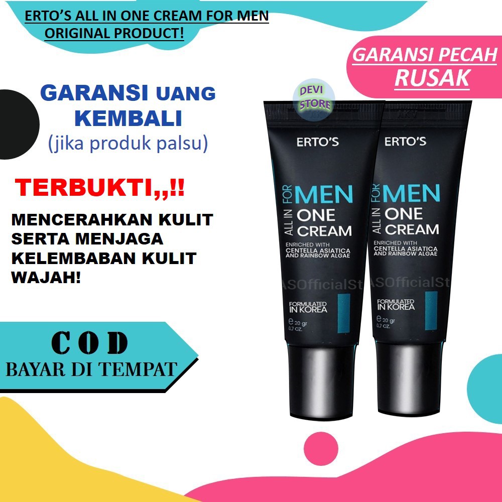 ERTOS ALL IN ONE CREAM FOR MEN KRIM PEMUTIH WAJAH PRIA SKINCARE ORIGINAL BPOM