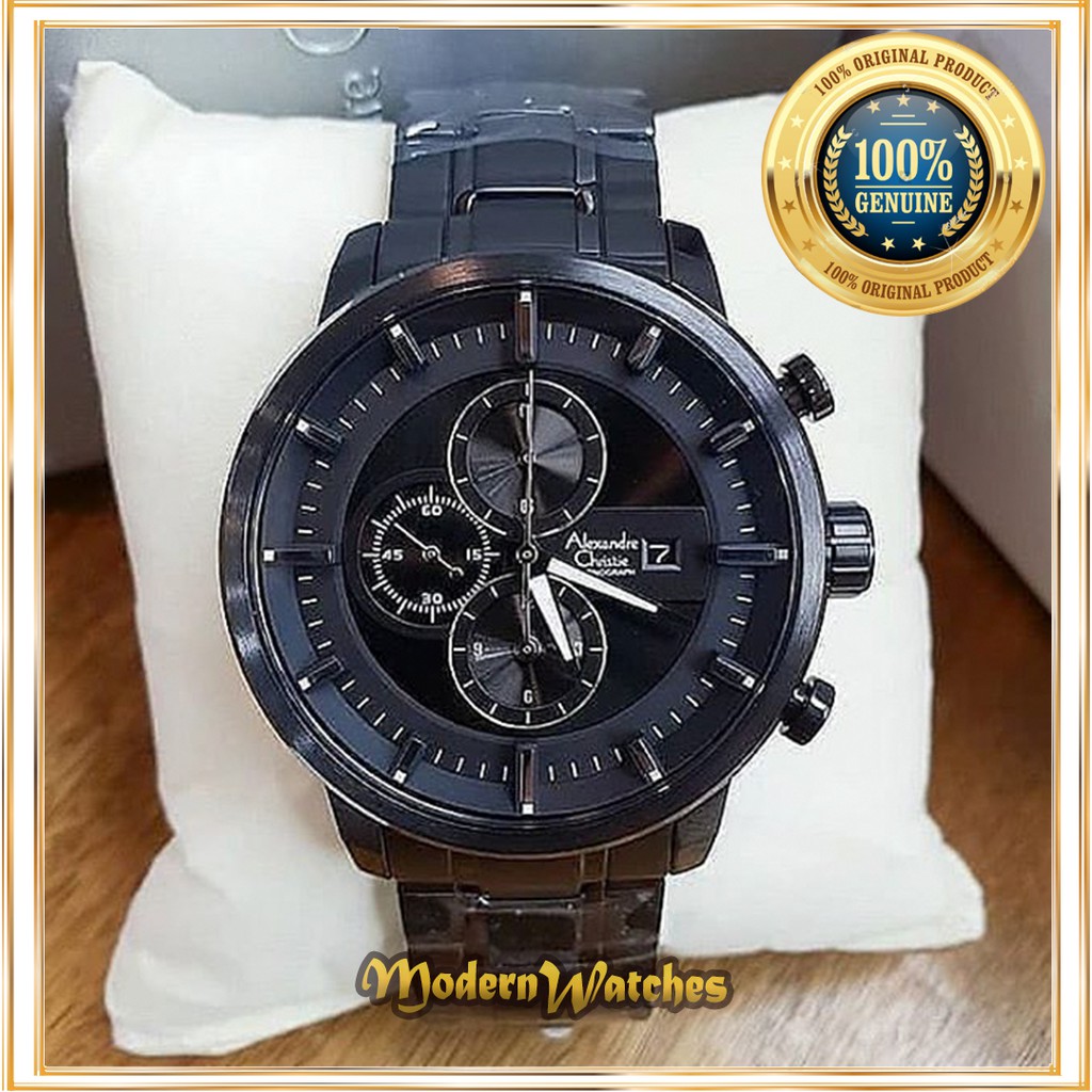 Jam Tangan Ori Pria Alexandre Christie AC 6323 Black Hitam Alexander Christi Terlaris Termurah Cowok