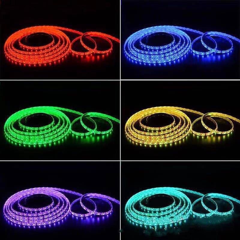 LAMPU LED STRIP 2835 3528  5050 5M 10M RGB SET WARNA WARNI IP44 AC 220V + ADAPTOR + REMOTE